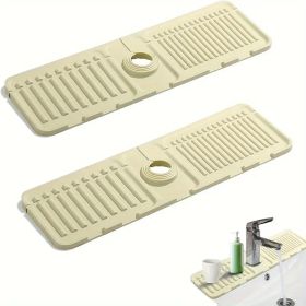 2Pcs Kitchen Sink Splash Guard - Silicone Faucet Handle Drip Catcher Tray Behind Faucet