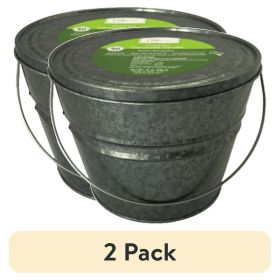 (2 pack) 24oz Citronella Scented Metal Bucket with 40 Hr Burn Time, Heavy Duty