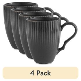 (4 pack) Better Homes & Gardens Stoneware Grey Mug, Sawyer Collection