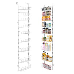 9-Tier Over the Door Pantry Organizer Hanging Storage Rack Adjustable Kitchen (Number of Layers: 9, Color: White)